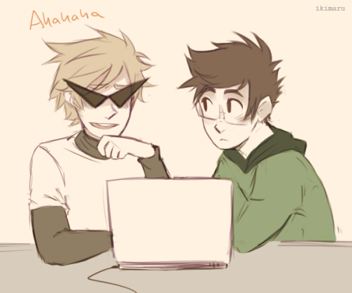 Jake likes when Dirk laughs because he doesn’t do that very often  (◡ ‿ ◡ ✿) they’re looking at silly videos or something 8’)