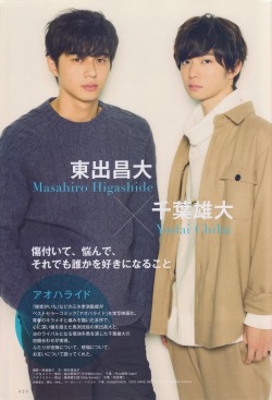 starminesister:  Higashide Masahiro &amp; Chiba Yudai (Ao Haru Ride) in Cinema Square vol.68 [November 2014]