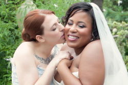 mylesbianwedding:  weddingprideny:  A New York lesbian couples has a peacock-themed wedding. Read their love story and see a full slide show here!  I love this so much. 