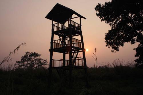 A dilapidated watchtower. Sauraha, Nepal.     