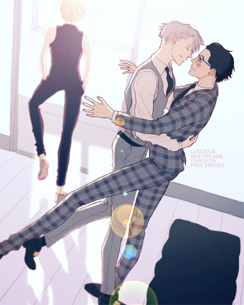 lusciouswhiteflame:Victuuri!Victor’s outfit is <33 So I wanted to give it a try :)Yuri is on his way to get himself a Leroy to be all lovey-dovey too ;)