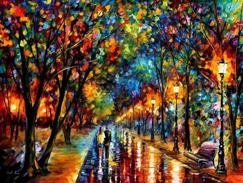 bestof-etsy:  Impressionist Cityscapes Through Lovers’ Eyes by Leonid Afremov A professional artist since 1978, American artist Leonid Afremov graduated from the prestigious school Vitebsk Art School, originally founded by classical artist Marc Chagall.