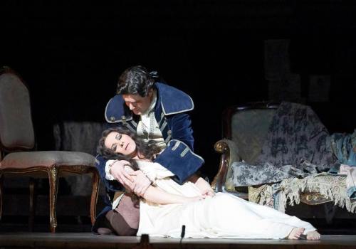 Angela Gheorghiu (Adriana Lecouvreur), Massimo Giordano (Maurizio, Conte di Sassonia)© Michael Poehn