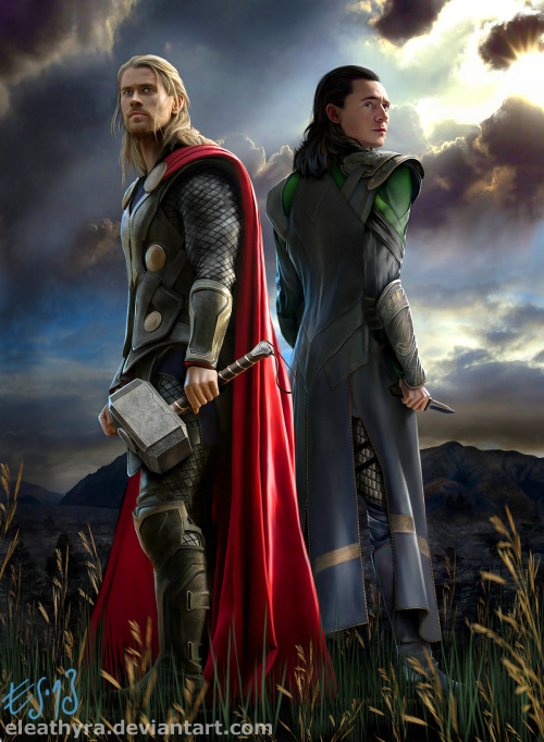 eleathyra-art:Thor and Loki are back!I’ve created this picture back in 2013, but today I fixed