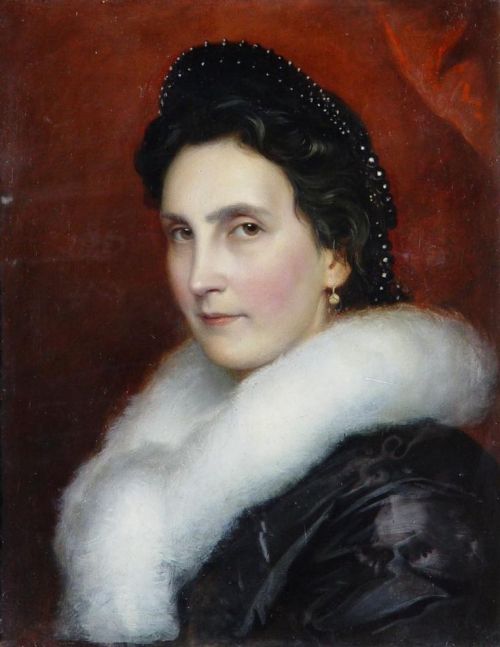 Josef Neugebauer (Austrian, 1810-1895)Portrait of Women with White Fur Collardate unknown