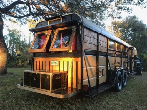 utwo: Former 6 horse trailer has been beautifully and artfully transformed  into the most cozy, unique and comfortable trailer on the road.  © tinyhouselistings 