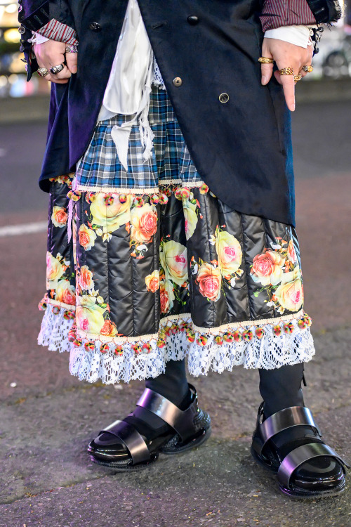 tokyo-fashion: Japanese civil engineer Daishi on the street in Harajuku. His look includes a floral 