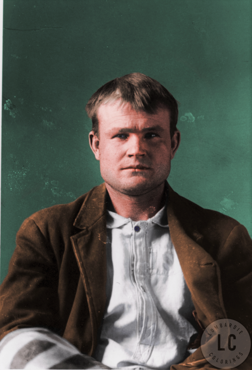 Butch Cassidy.Mugshot from the Wyoming Territorial Prison, 1894.Colored by Lombardie Colorings._____