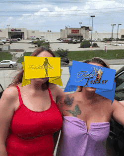 toplesstender:  facelesswife:  So toplesstender and i were out  shopping, We ere shooting a video saying hi to a few members , when i thought it would be funny to “shark” her ass in front of about 8 guys LOL   Join my blog to see the full uncensored
