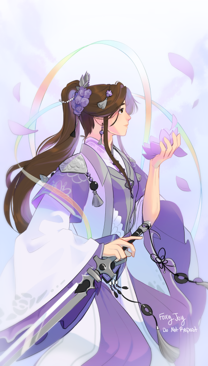 @acedanmeiweek Day 2: Wearing the colors Xie Lian . Demisexual . Homoromantic . God of the Asex