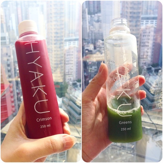 Loving @hyakuliving each bottles serve every purpose. #crimson #greens #ginger #water+