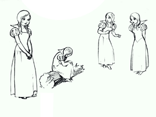 Early character designs for Snow White and the Seven Dwarfs