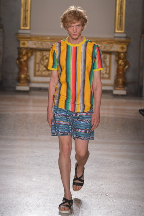 Rainbow striped tees at Stella Jean menswear SS16