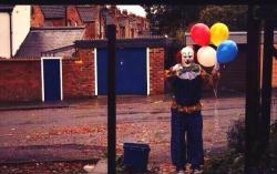 spookymrsboo:  British Town is Being Terrorized by an Evil Clown A spooky clown has been scaring Northampton residents in full costume and make up. He is red haired and white faced and has appeared in several locations in the Abington and Kingsley areas.