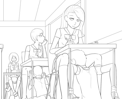 “a classroom of dickgirls being fellated by their boy classmates while studying with characteristic enthusiasm.” Support this artist on Patreon.  all chars. 18 .