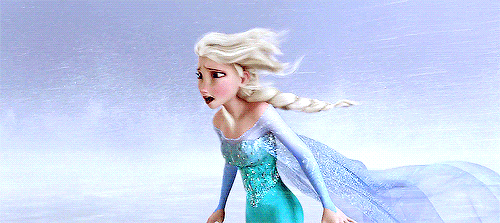 nahveen:  "Elsa runs, but is nearly blinded by the snow and wind." - Frozen Final Shooting Draft 