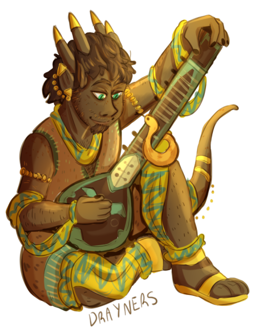 a little human-ish version of Korian, a desert-dwelling bard whose stay in Clan Chervil became perma