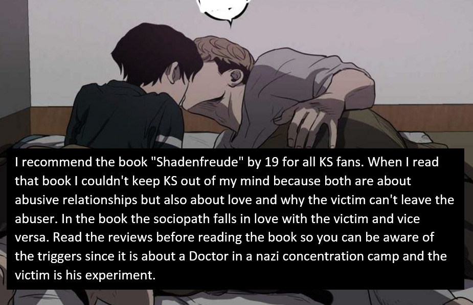 Killing Stalking Confessions — “I recommend the book “Shadenfreude