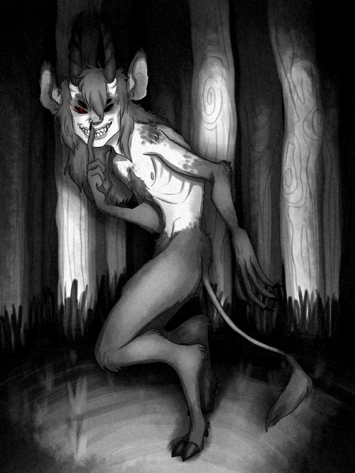 cannibalsharkart: playing catch up here’s day 9 “cryptid” cryptidAU!belzub a nasty rat goat man tha