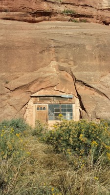 gravityshift:Old cottage built into the canyon wall. Monticello, Utah.