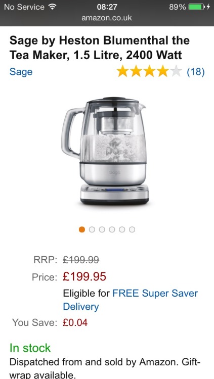 Holy mackerel. This is a programmable kettle / teamaker that picks the optimum temperature for the t