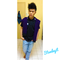 Work until now, 1st time wear uniform&hellip;feel so special N HOT&ndash;! #work #design #designer #fashion #uniform #black #blue #purple