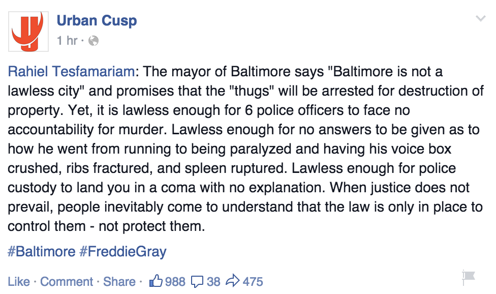 owning-my-truth:  Urban Cusp:Rahiel Tesfamariam: The mayor of Baltimore says “Baltimore