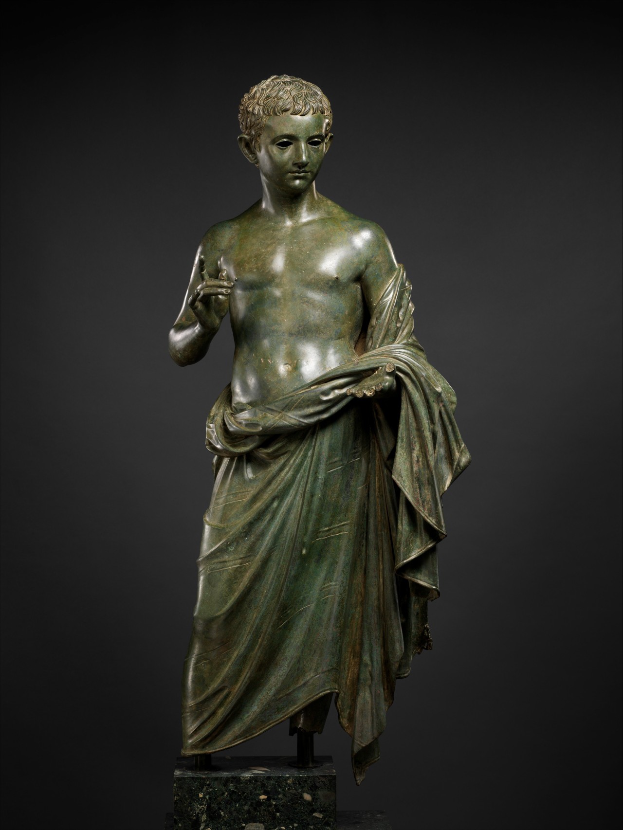 didoofcarthage:  Bronze statue of an aristocratic boy. Roman, Augustan Period, 27