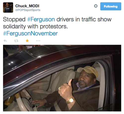 socialjusticekoolaid:   HAPPENING NOW (11/19/14): Protesters gather outside of the Ferguson police department. Day 103, and the spirit of the movement is strong. #staywoke #farfromover  They just arrested Bassem, who was livestreaming as usual. The way