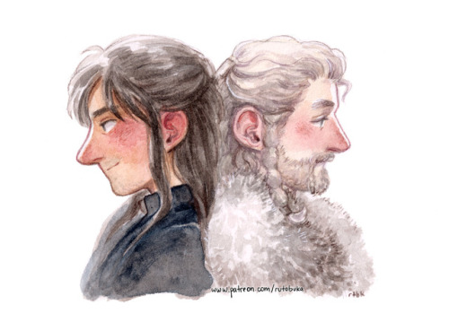 rutobuka2:I belong with my brother.Just a little watercolor portrait of the Durin pups! I recorded t