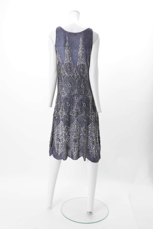 the1920sinpictures: 1926 c. Indigo blue beaded gauze cocktail dress. From 1st Dibs.