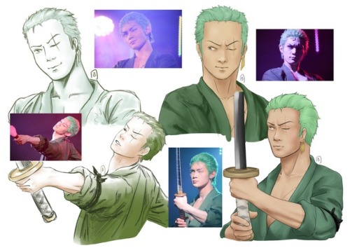 Some warm ups I did a while back! There was a photo set on Twitter of Tokyo one piece tower zoro and