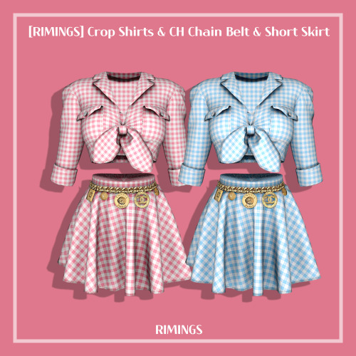 [RIMINGS] Crop Shirts &amp; CH Chain Belt &amp; Short Skirt - DRESS- NEW MESH- ALL LODS - NORMAL MAP