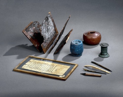 via-appia: Writing implements: stylus, wooden writing tablet, ink wells Roman, 1st century