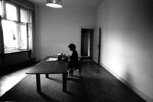 theantidote:The great Margaret Atwood writing The Handmaid’s Tale in Berlin, 1984.(These days, her d
