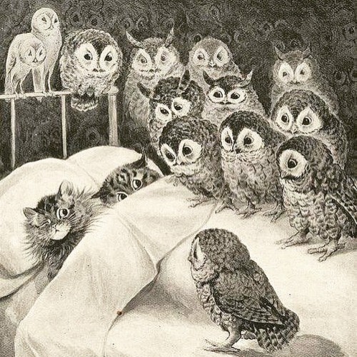 bone-lust:Cat’s Nightmare by Louis Wain 1890