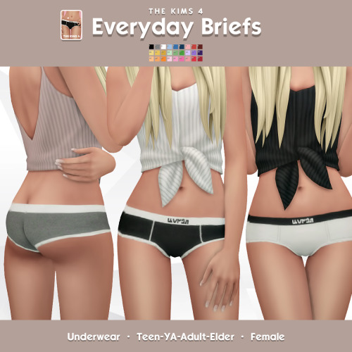 thekims4: “Everyday Briefs” by The Kims 4Underwear (27 Color)Teen-YA-Adult-Elder (Female