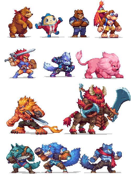 Bears, Lions and Wolves pixelart