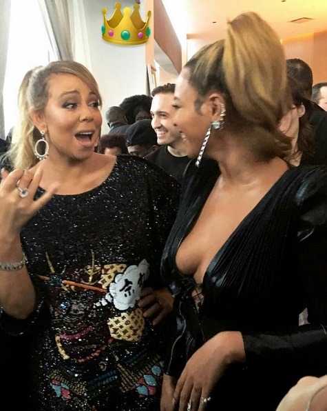 beyhive1992:Beyoncé & Mariah Carey at the ROC Nation Pre Grammy Brunch