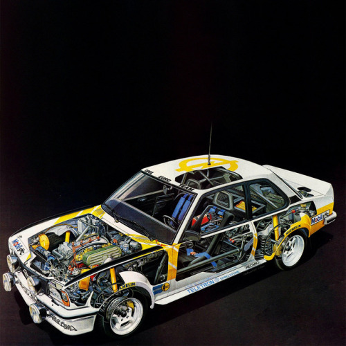 Opel Ascona 400 Tech ArtOpel Ascona Rally Car, Illustrator by L. Ebert. 