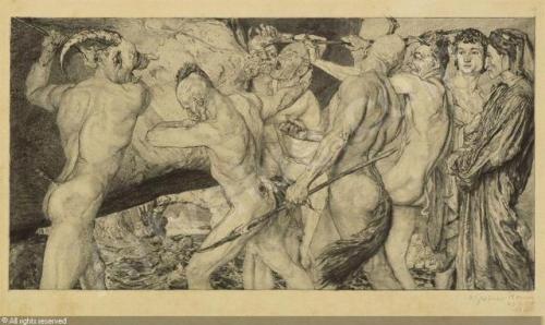 ratatoskryggdrasil:Otto Greiner, Dante and Vergil in Hell, 1896