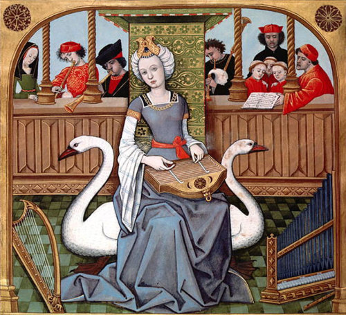 Robinet Testard, Allégorie de la Musique (Allegory of Music), p.65 v. in the manuscript Le livre des