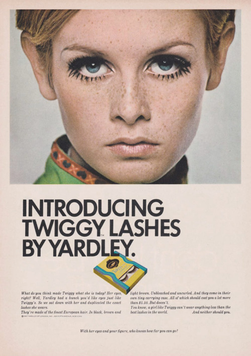 Twiggy Lashes by Yardley of London, from Seventeen magazine, 1967.