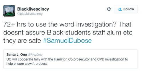 micdotcom:  Black man Samuel Dubose was shot in the head by a white campus officer during a traffic stop During a routine traffic stop on Sunday night, white University of Cincinnati campus police officer Ray Tensing shot 43-year-old black man Samuel