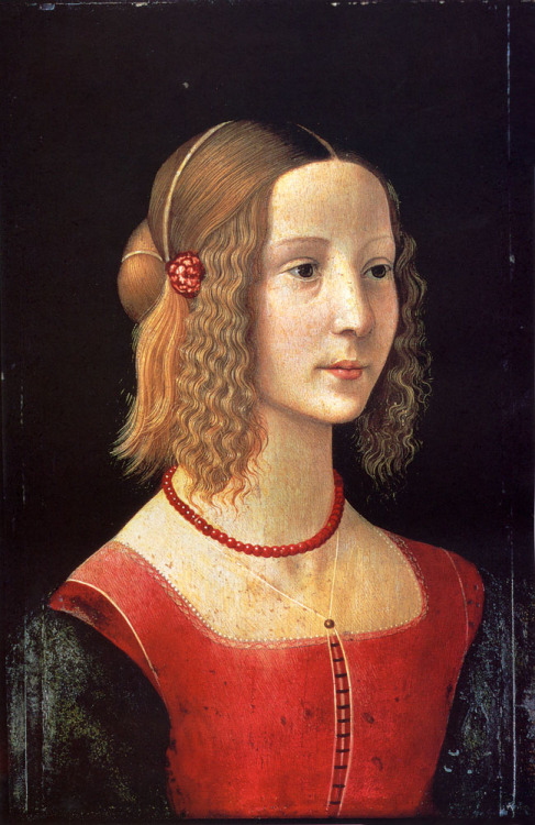 domenico-ghirlandaio: Portrait of a Girl, 1490, Domenico GhirlandaioMedium: panel,tempera