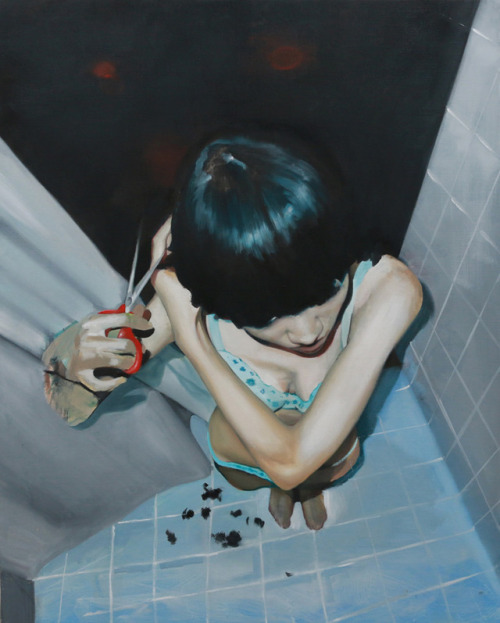 Yui Hayashi (Japanese, b. 1989, Fukuoka Prefecture, Japan) - Haircut, 2015 Paintings: Oil on Canvas 