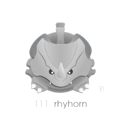 poke-dot:  Rhyhorn!!111! The Rhinoceros poketto-monsta! This guy is the pre-evolution of the original monster designed for “Capsule Monsters”. The Concept that would one day become Pokemon. But more on that later. I loved the addition of getting to