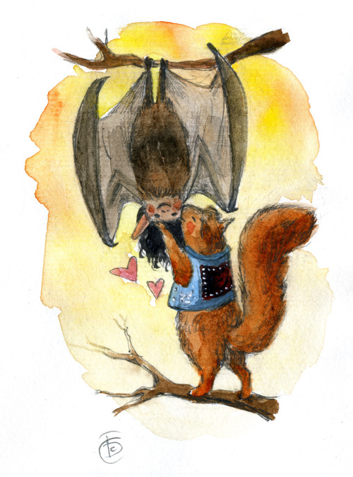 littlestoneinspace:Bat Eddie and squirrel Steve 