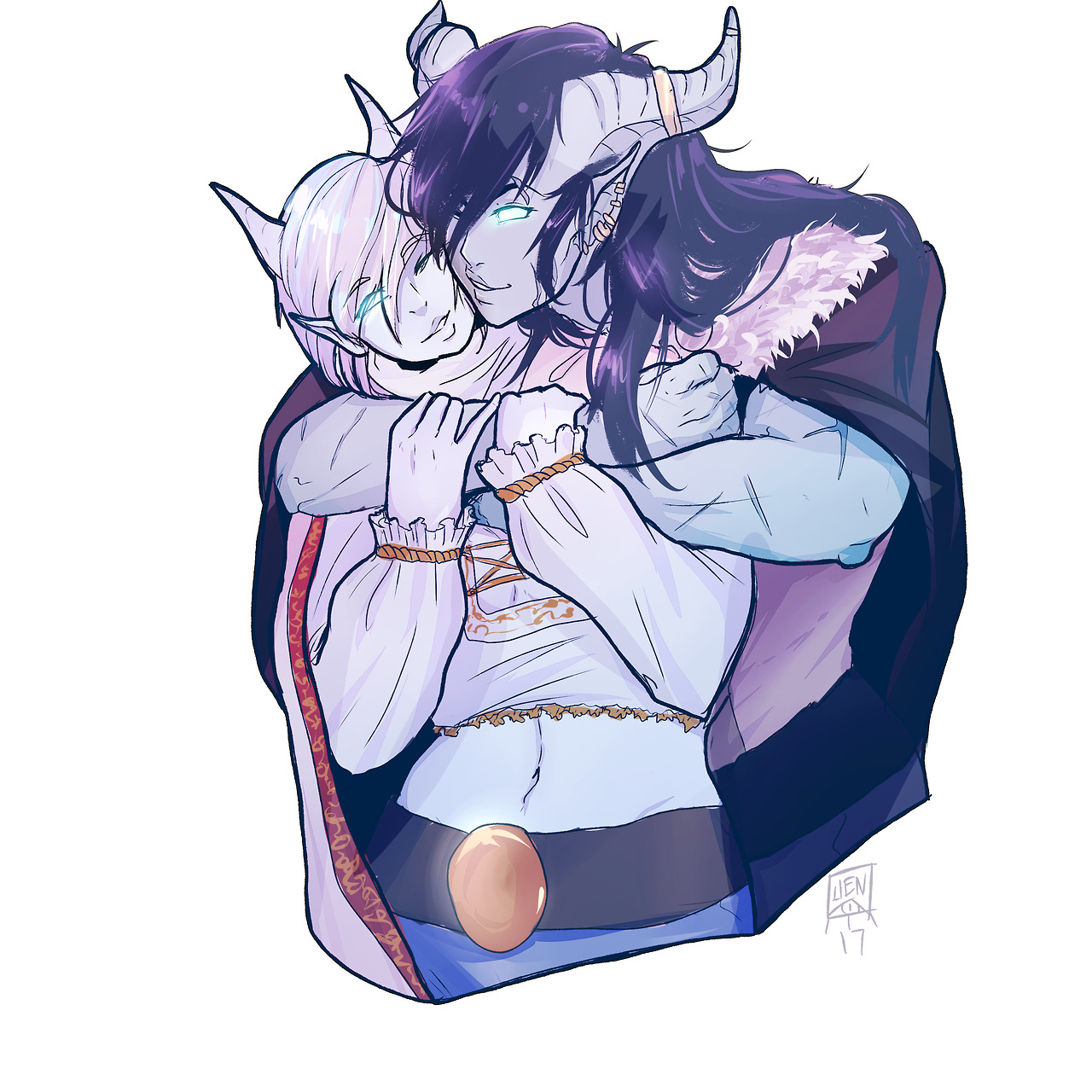 I drew me and @l-sula-l‘s draenei girlfriends, Chikonde and Isska mmmmm yes I love