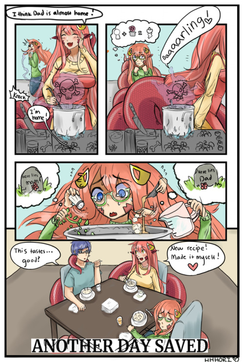 hhhori: Daughteru comes to the rescue to save her family from her mother’s cooking! 4koma Patr